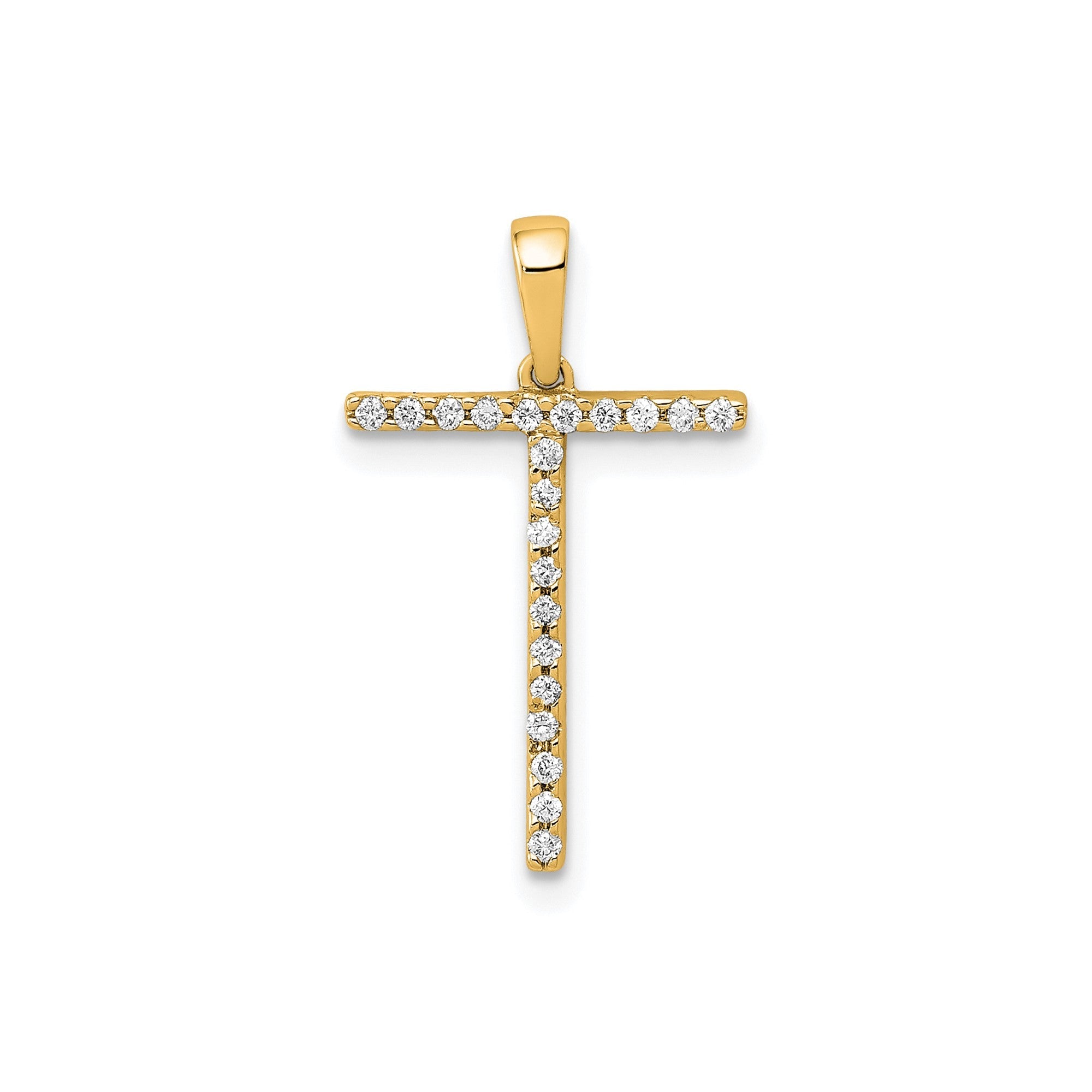 14K Yellow Gold Diamond Letter Initial Pendant - JewelryAffairs