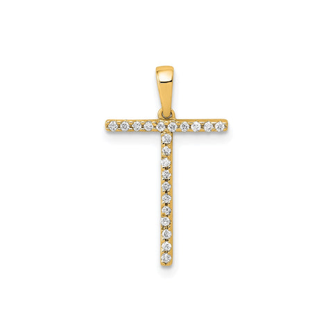 14K Yellow Gold Diamond Letter Initial Pendant