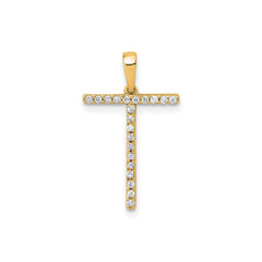14K Yellow Gold Diamond Letter Initial Pendant