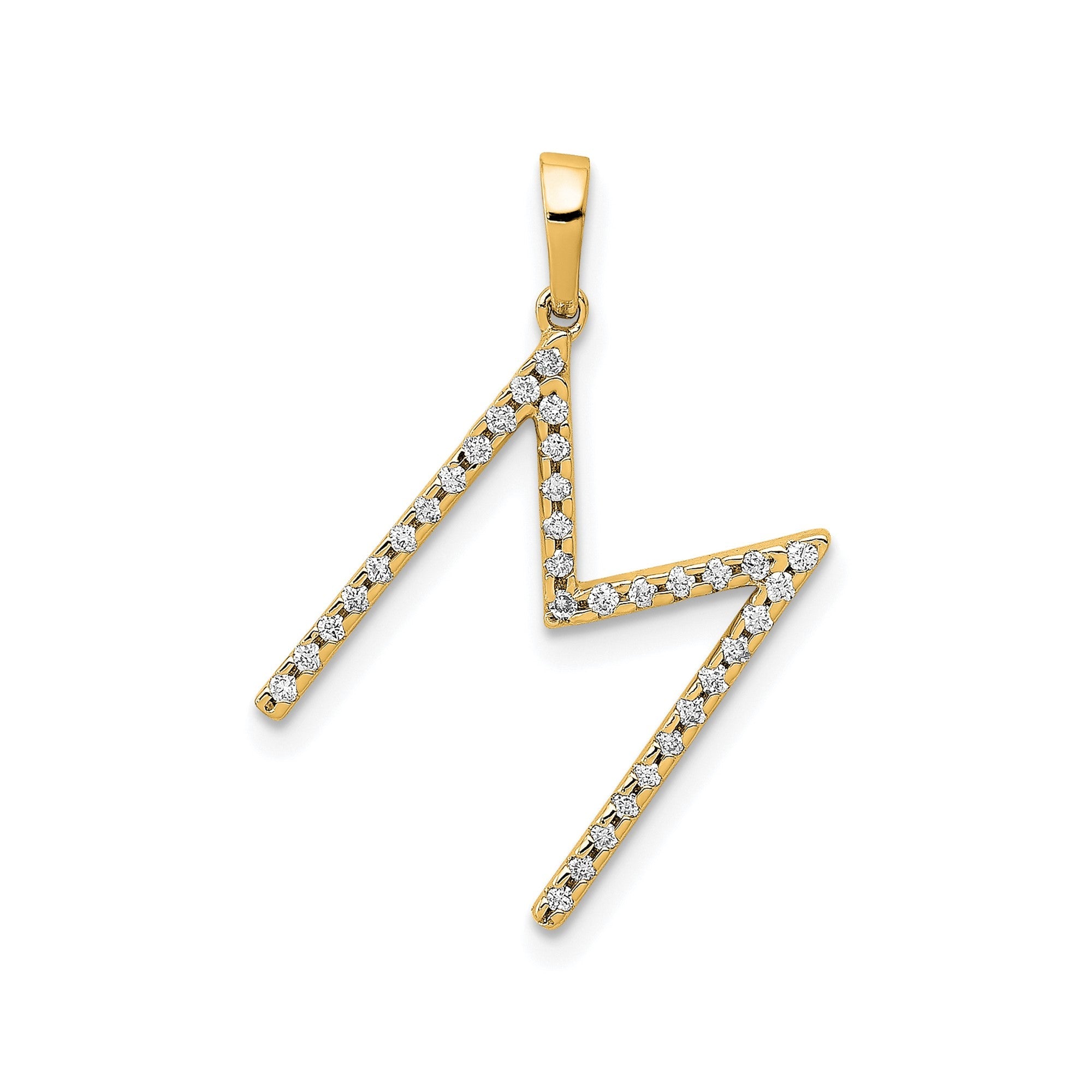 14K Yellow Gold Diamond Letter Initial Pendant - JewelryAffairs