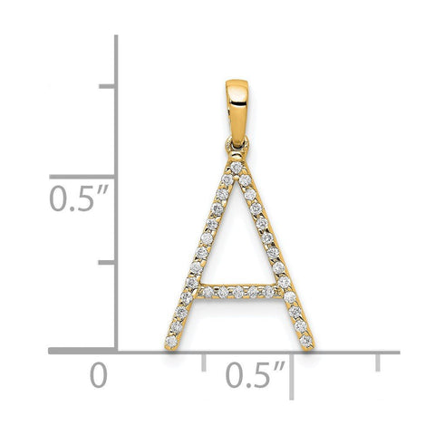 14K Yellow Gold Diamond Letter Initial Pendant