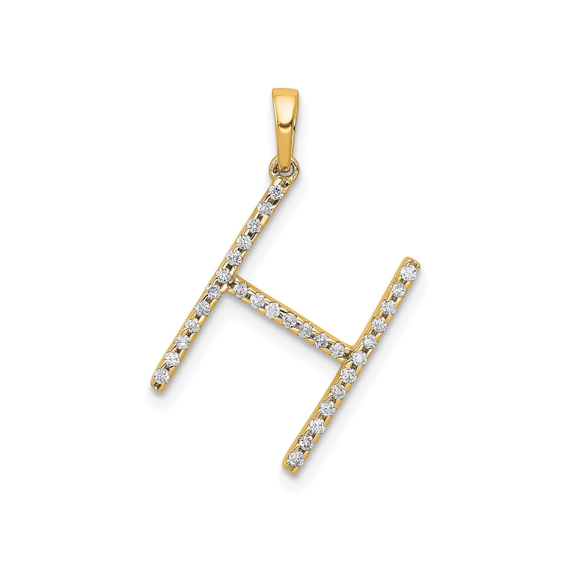 14K Yellow Gold Diamond Letter Initial Pendant - JewelryAffairs