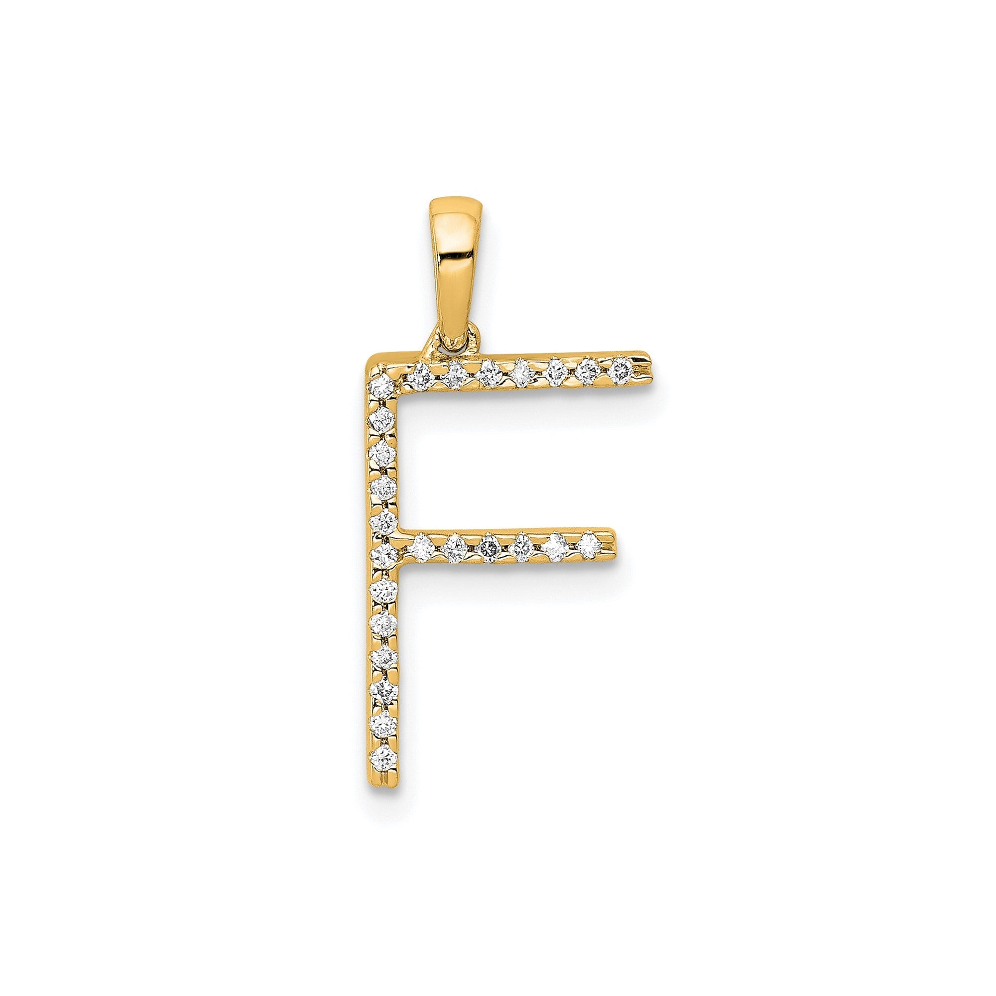 14K Yellow Gold Diamond Letter Initial Pendant - JewelryAffairs