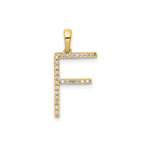 14K Yellow Gold Diamond Letter Initial Pendant