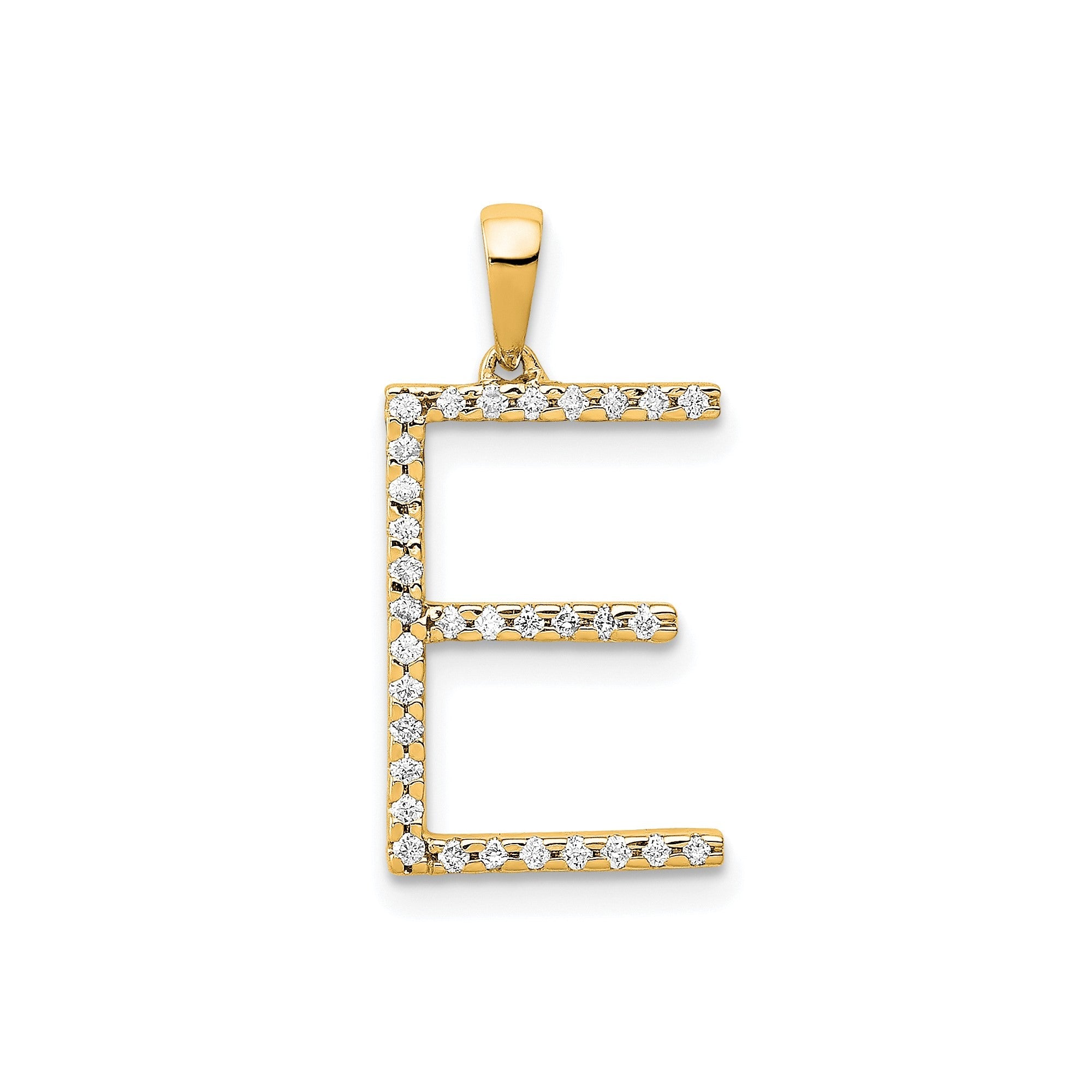 14K Yellow Gold Diamond Letter Initial Pendant - JewelryAffairs