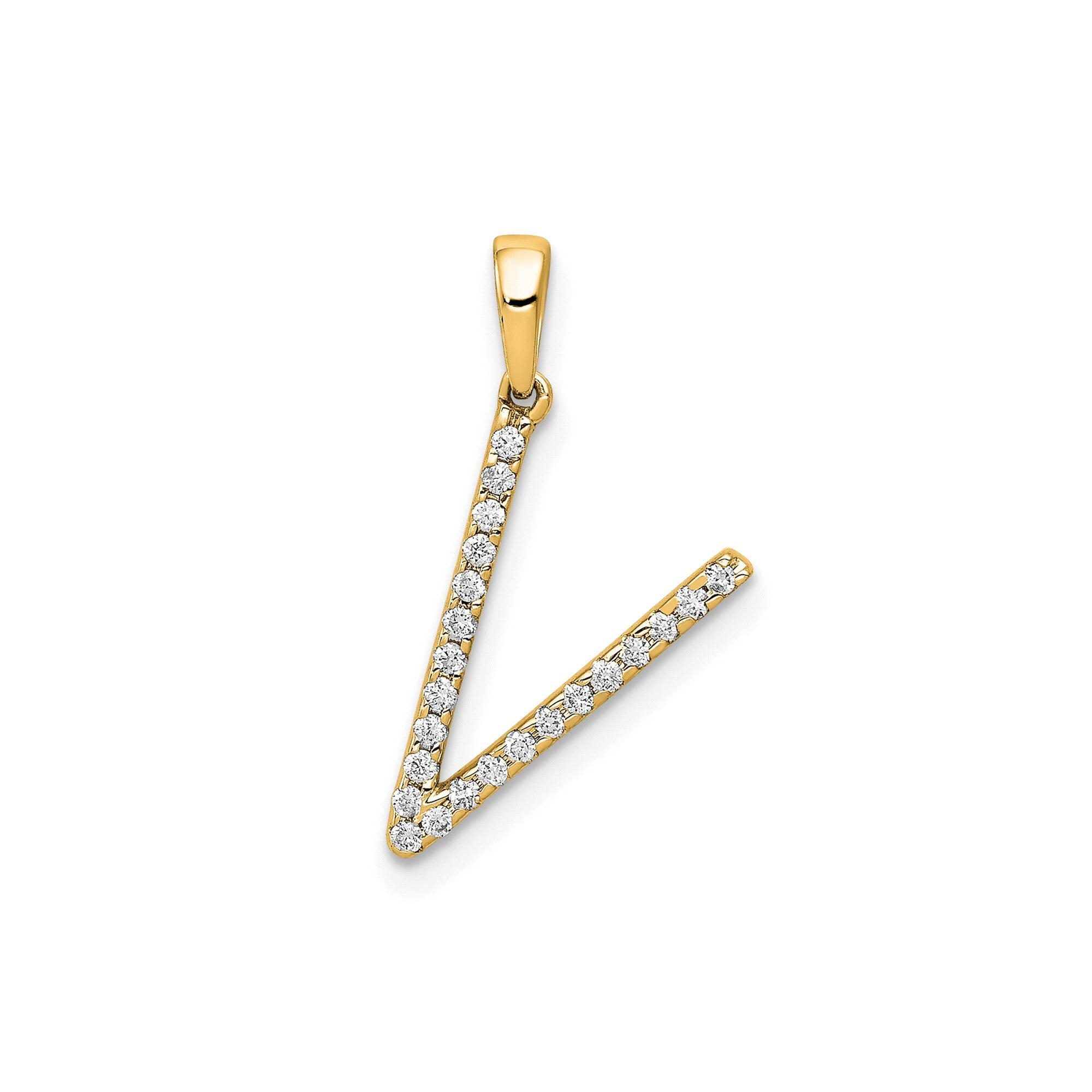 14K Yellow Gold Diamond Letter Initial Pendant - JewelryAffairs
