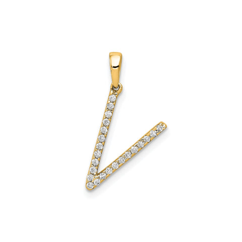 14K Yellow Gold Diamond Letter Initial Pendant
