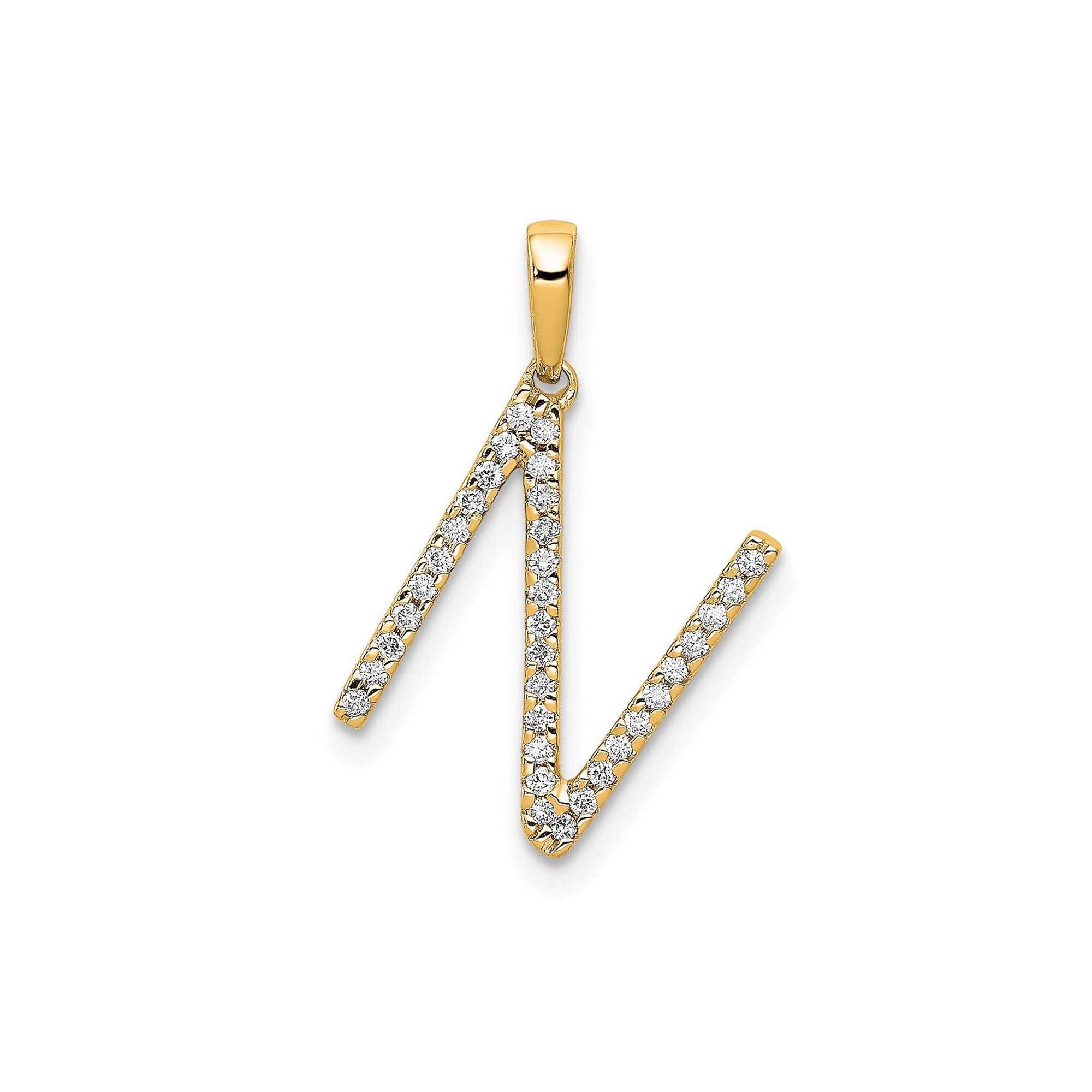14K Yellow Gold Diamond Letter Initial Pendant - JewelryAffairs