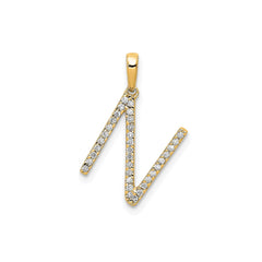 14K Yellow Gold Diamond Letter Initial Pendant