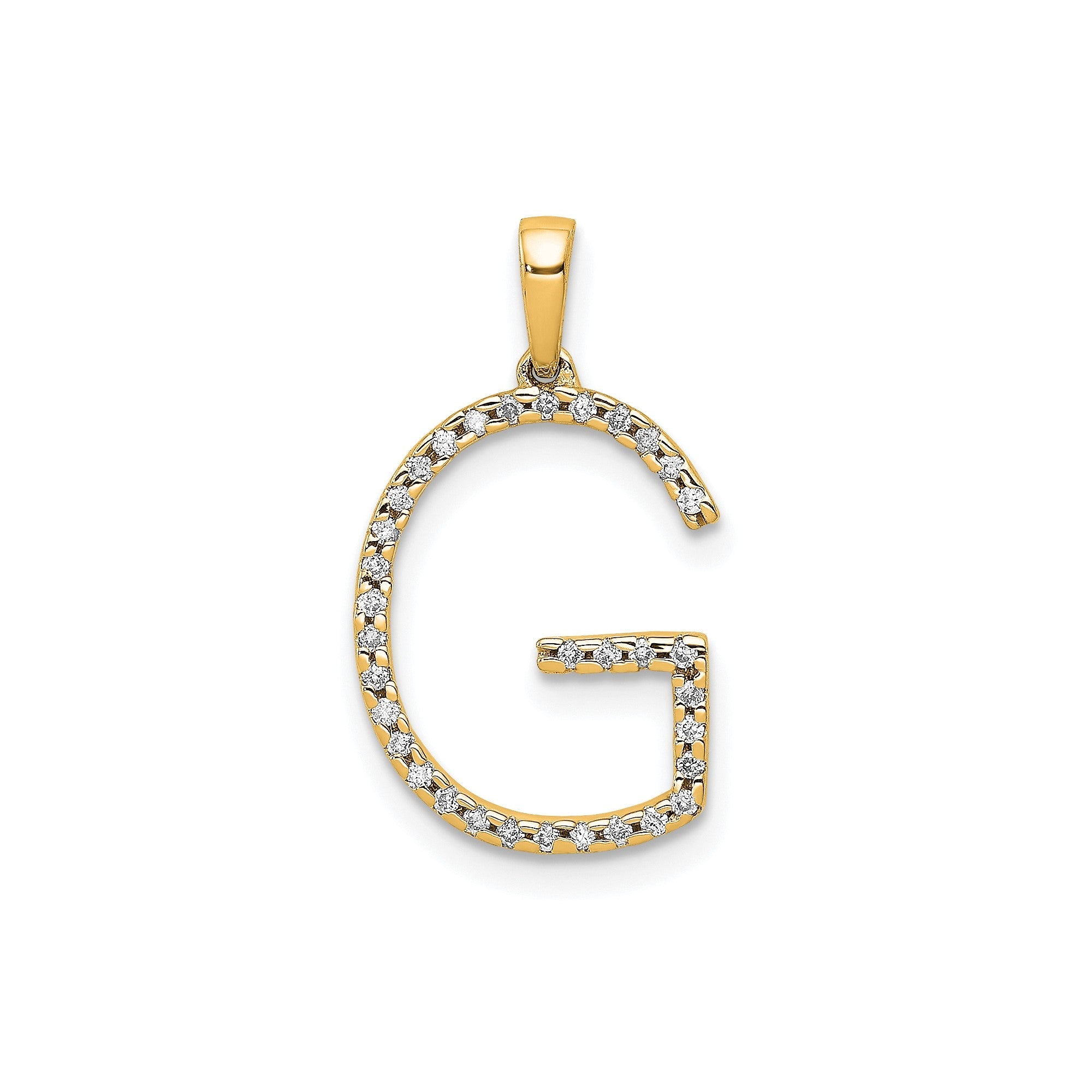 14K Yellow Gold Diamond Letter Initial Pendant - JewelryAffairs