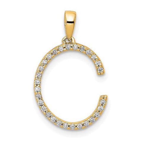 14K Yellow Gold Diamond Letter Initial Pendant