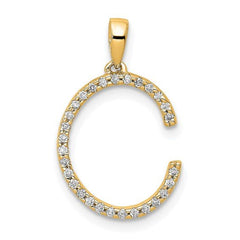 14K Yellow Gold Diamond Letter Initial Pendant
