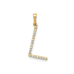 14K Yellow Gold Diamond Letter Initial Pendant