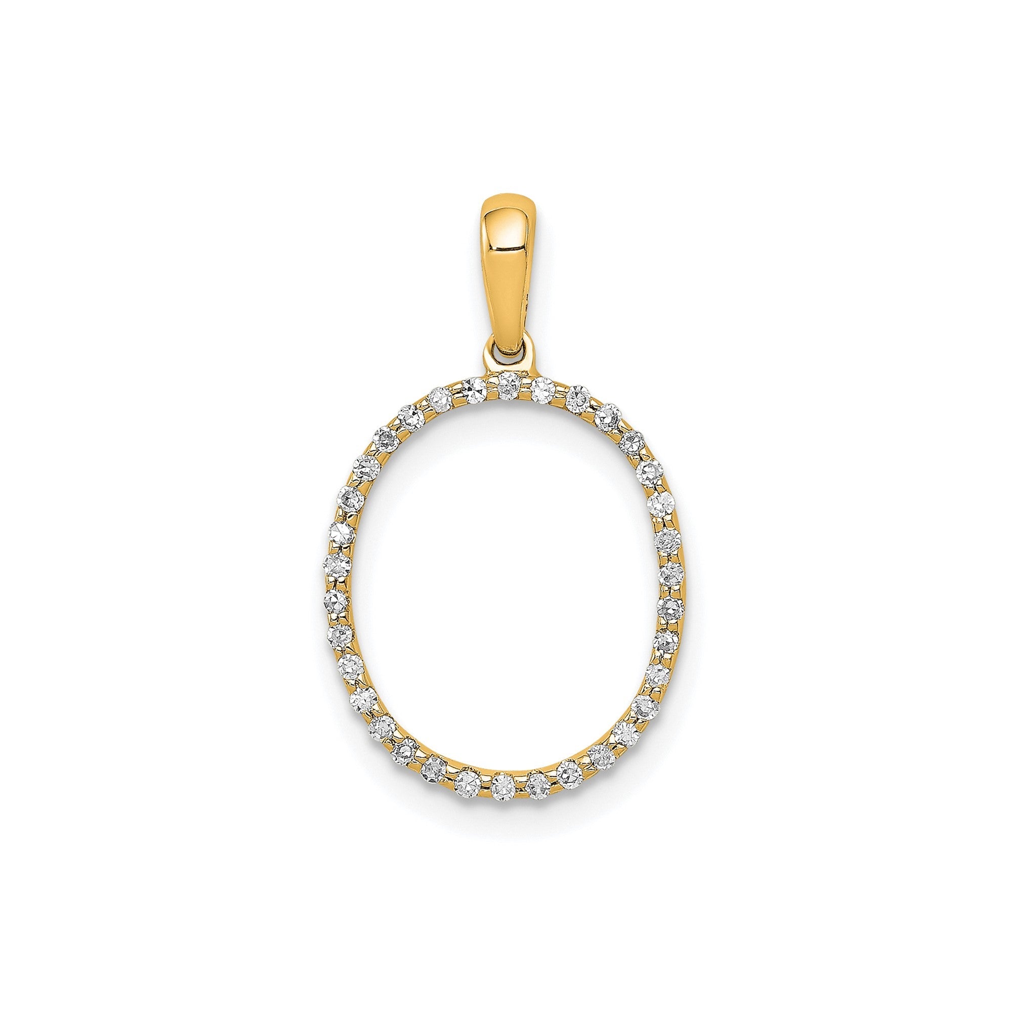14K Yellow Gold Diamond Letter Initial Pendant - JewelryAffairs