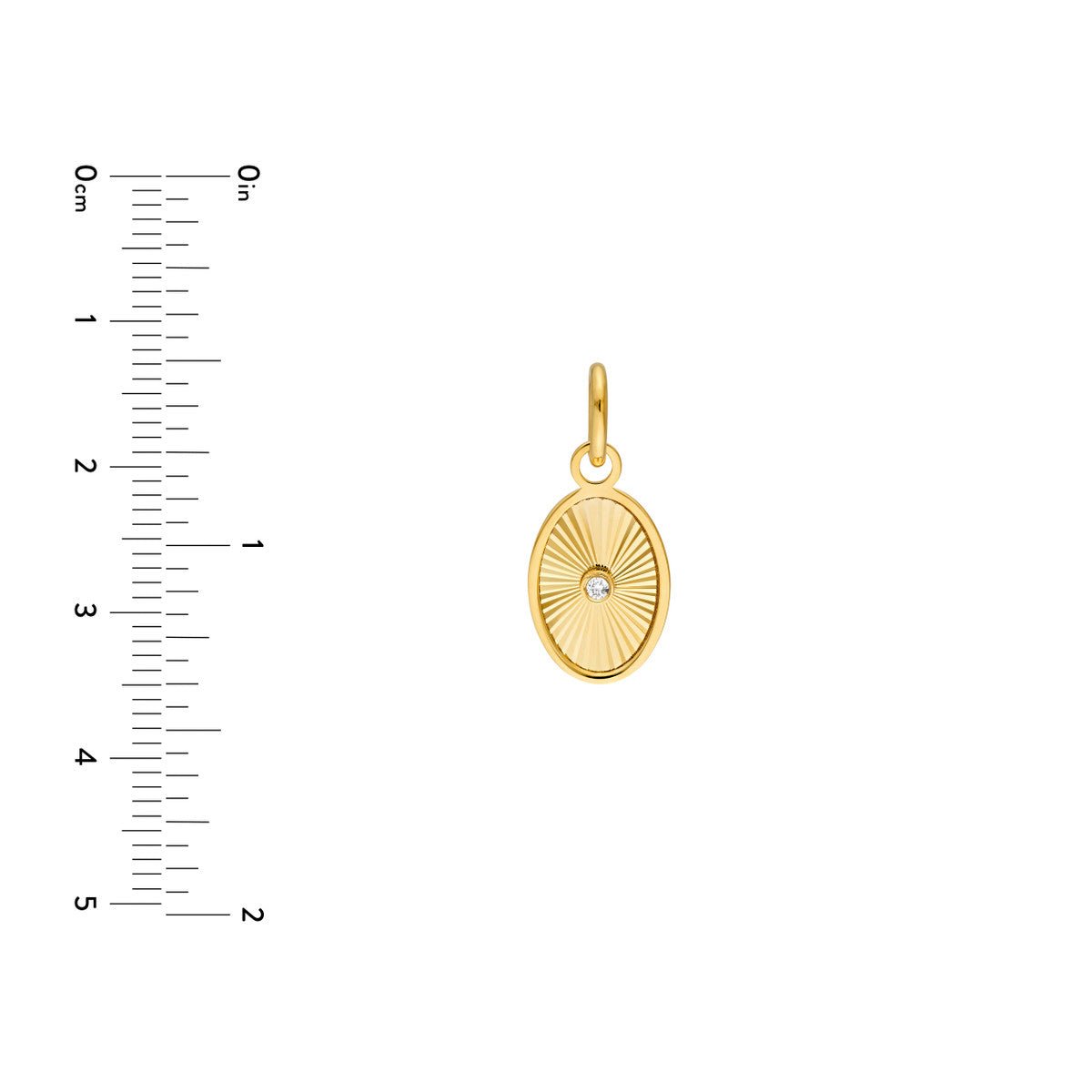 14K Yellow Gold Diamond Oval Pendant,15mm - JewelryAffairs