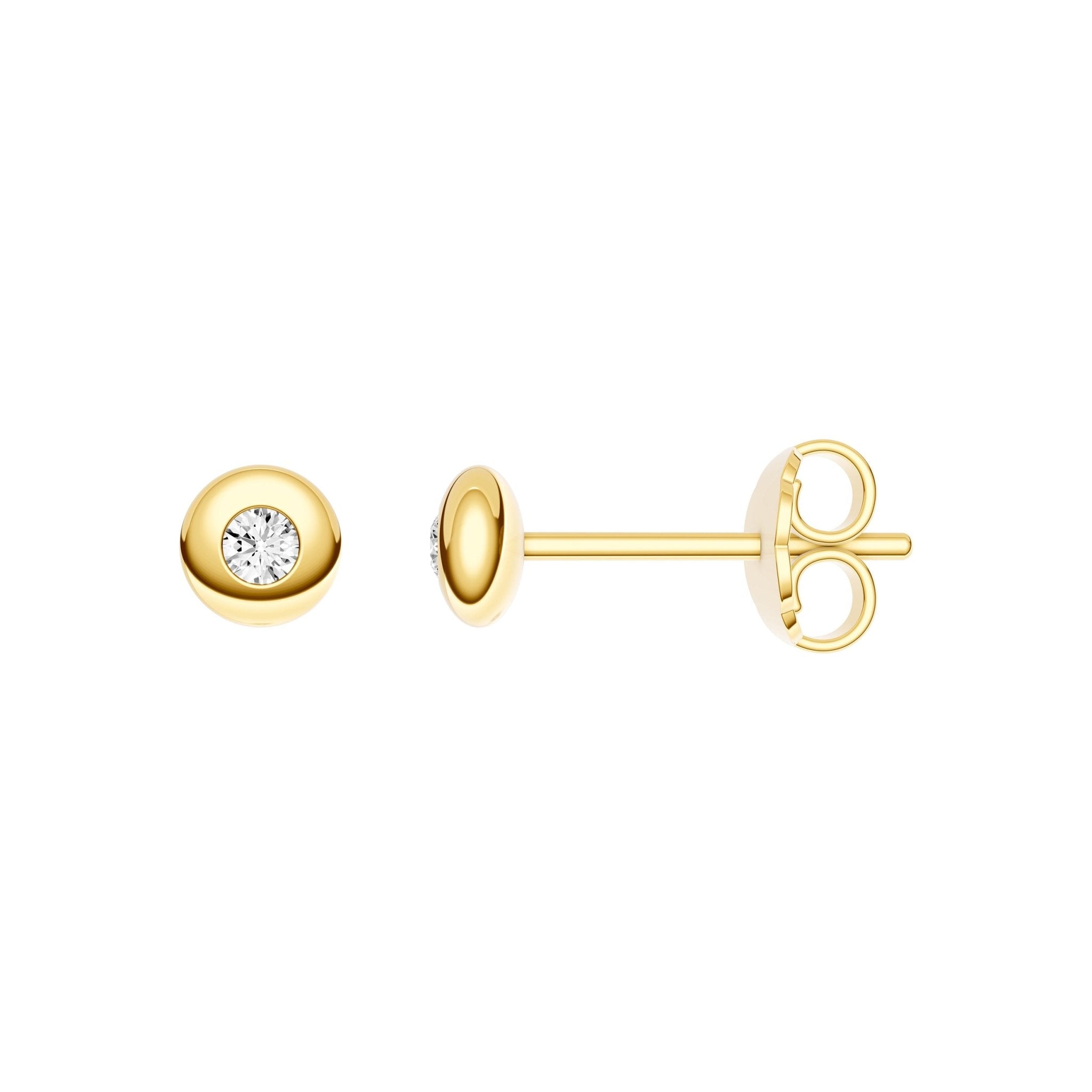 14k Yellow Gold Diamond Round Stud Earrings 1/20 tcw