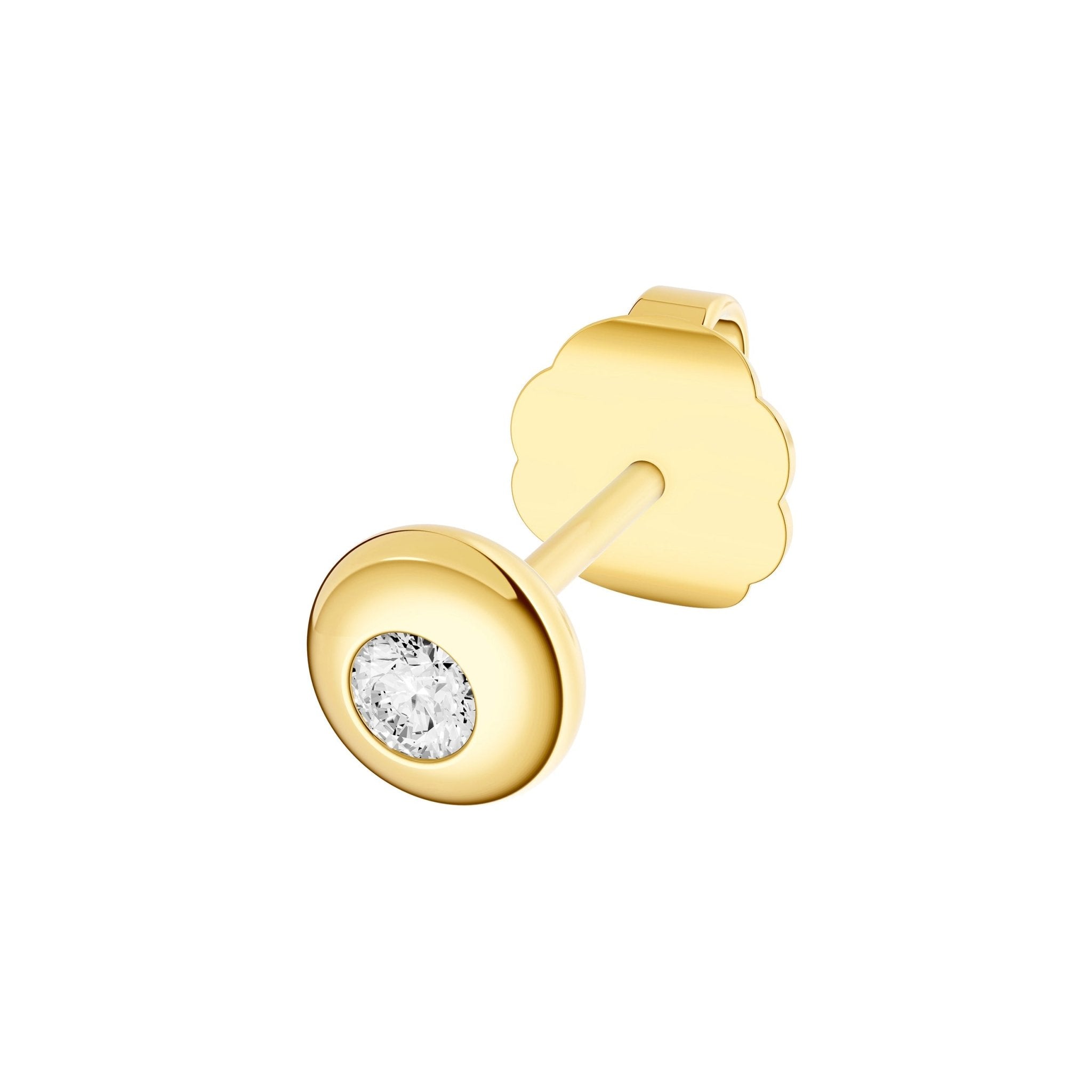 14k Yellow Gold Diamond Round Stud Earrings 1/20 tcw
