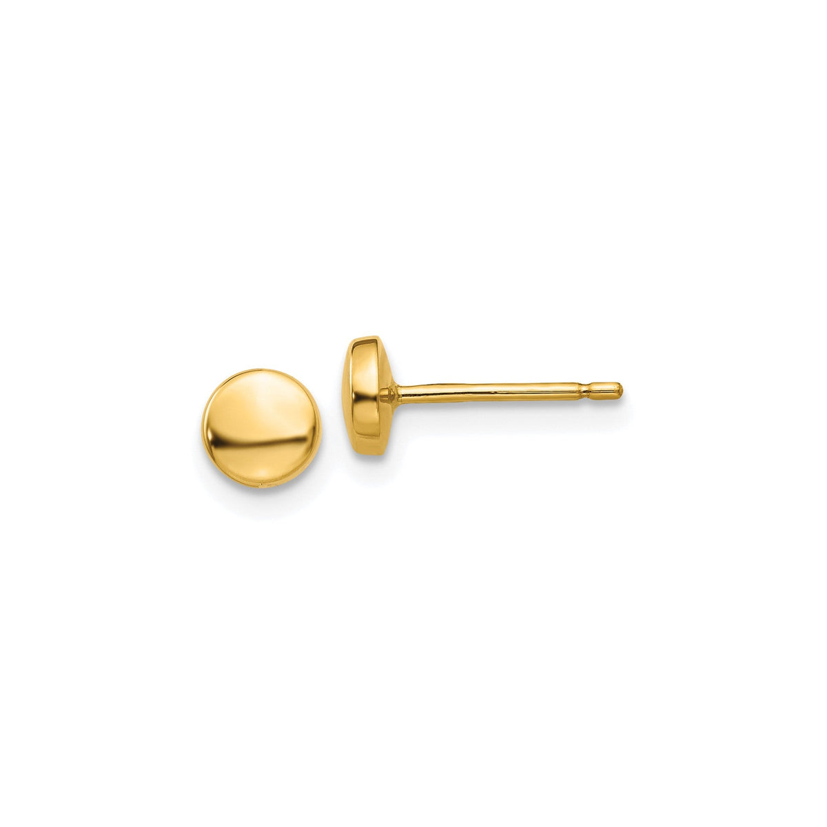 14k Yellow Gold Disk Half Ball Stud Earrings, 5x5mm - JewelryAffairs