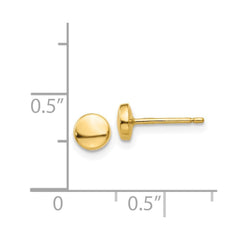 14k Yellow Gold Disk Half Ball Stud Earrings, 5x5mm - JewelryAffairs
