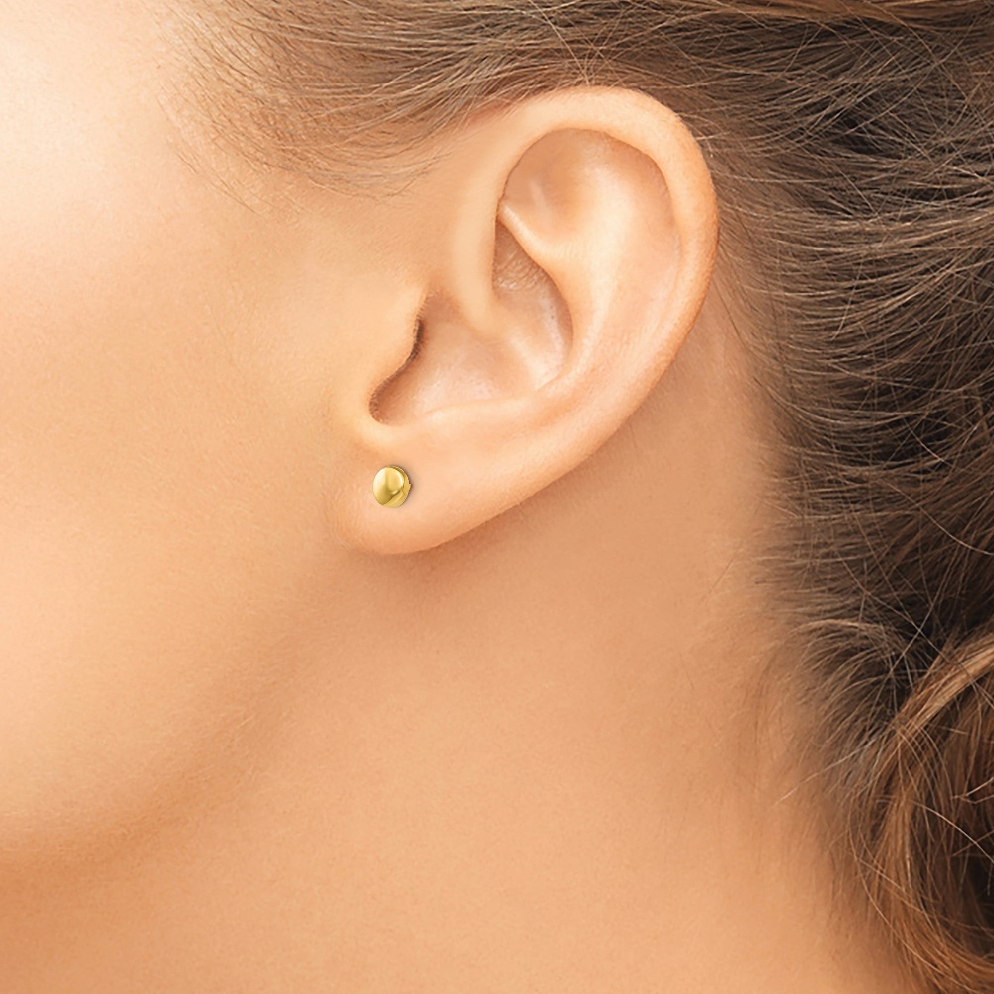 14k Yellow Gold Disk Half Ball Stud Earrings, 5x5mm - JewelryAffairs