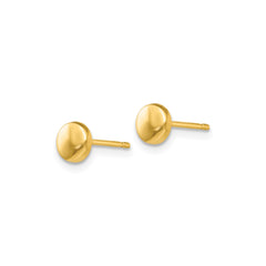 14k Yellow Gold Disk Half Ball Stud Earrings, 5x5mm - JewelryAffairs