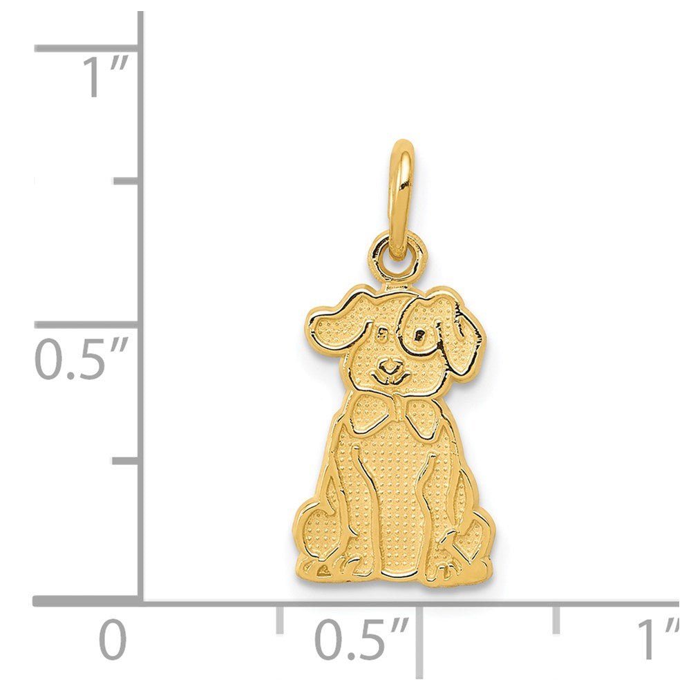14k Yellow Gold Dog Puppy Charm Pendant, 21x10mm - JewelryAffairs