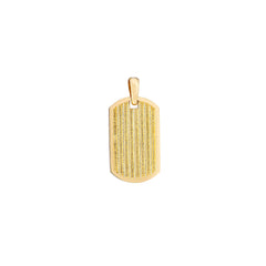14K Yellow Gold Dog Tag Pendant, Ribbed Design, 1 Inch - JewelryAffairs
