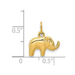 14K Yellow Gold Elephant Charm Pendant, Small Animal Jewelry, 15x13mm - JewelryAffairs