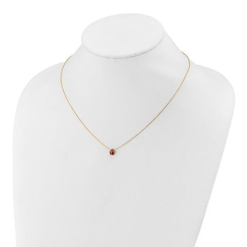 14k Yellow Gold Enameled Ladybug Pendant Necklace, 17 Inches