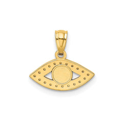 14K Yellow Gold Evil Eye Pendant with CZ Stones and Enamel