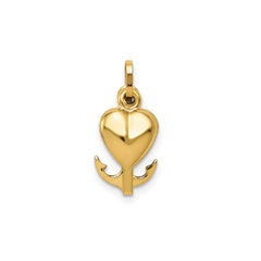 14K Yellow Gold Faith Charm Pendant with Heart, Cross and Anchor, 17x20mm - JewelryAffairs