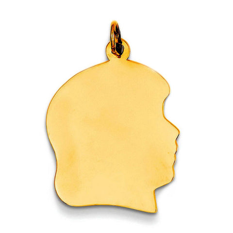 14K Yellow Gold Female Head Charm,17 x 25 mm