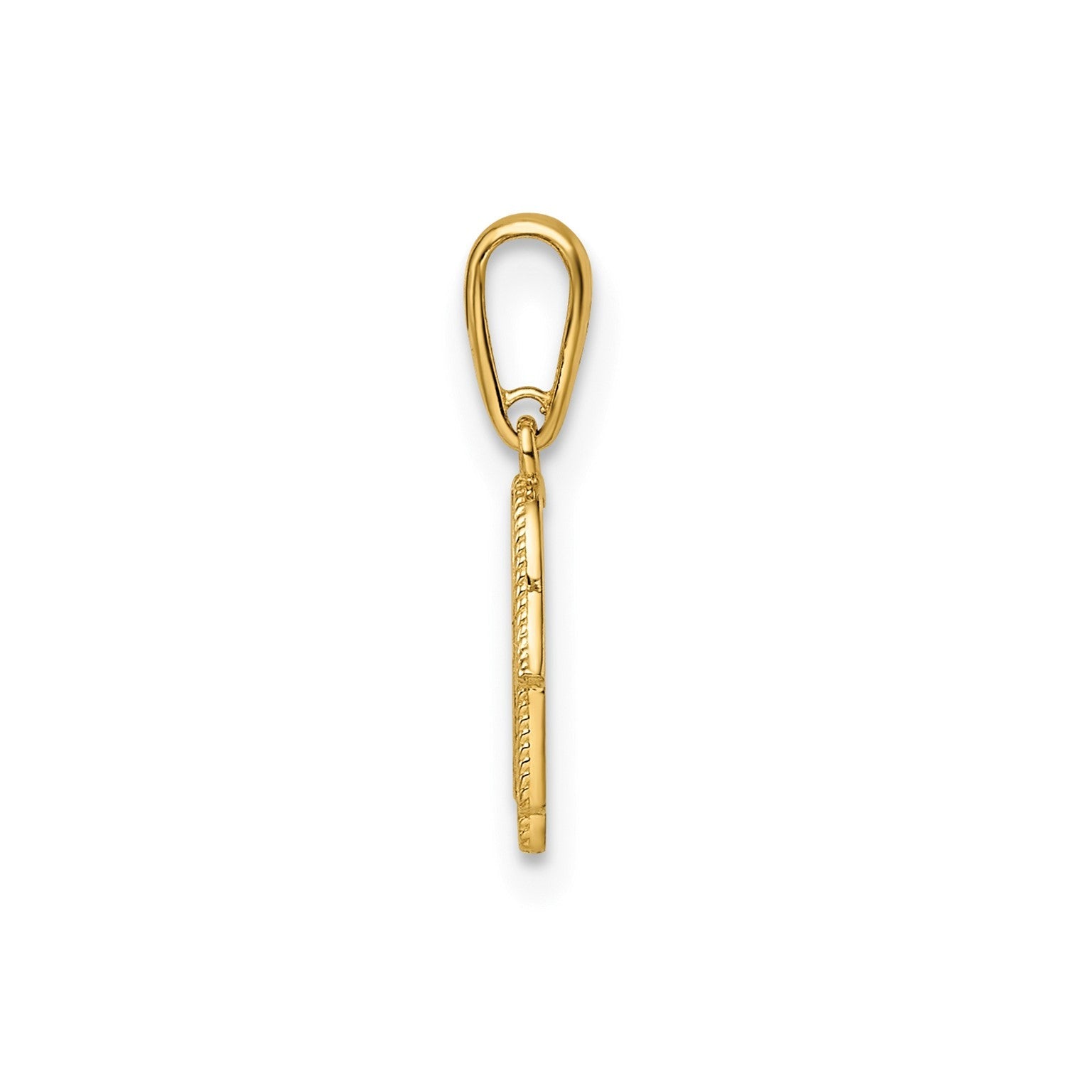 14k Yellow Gold Filigree Hamsa Hand Pendant Charm, 11x8mm - JewelryAffairs