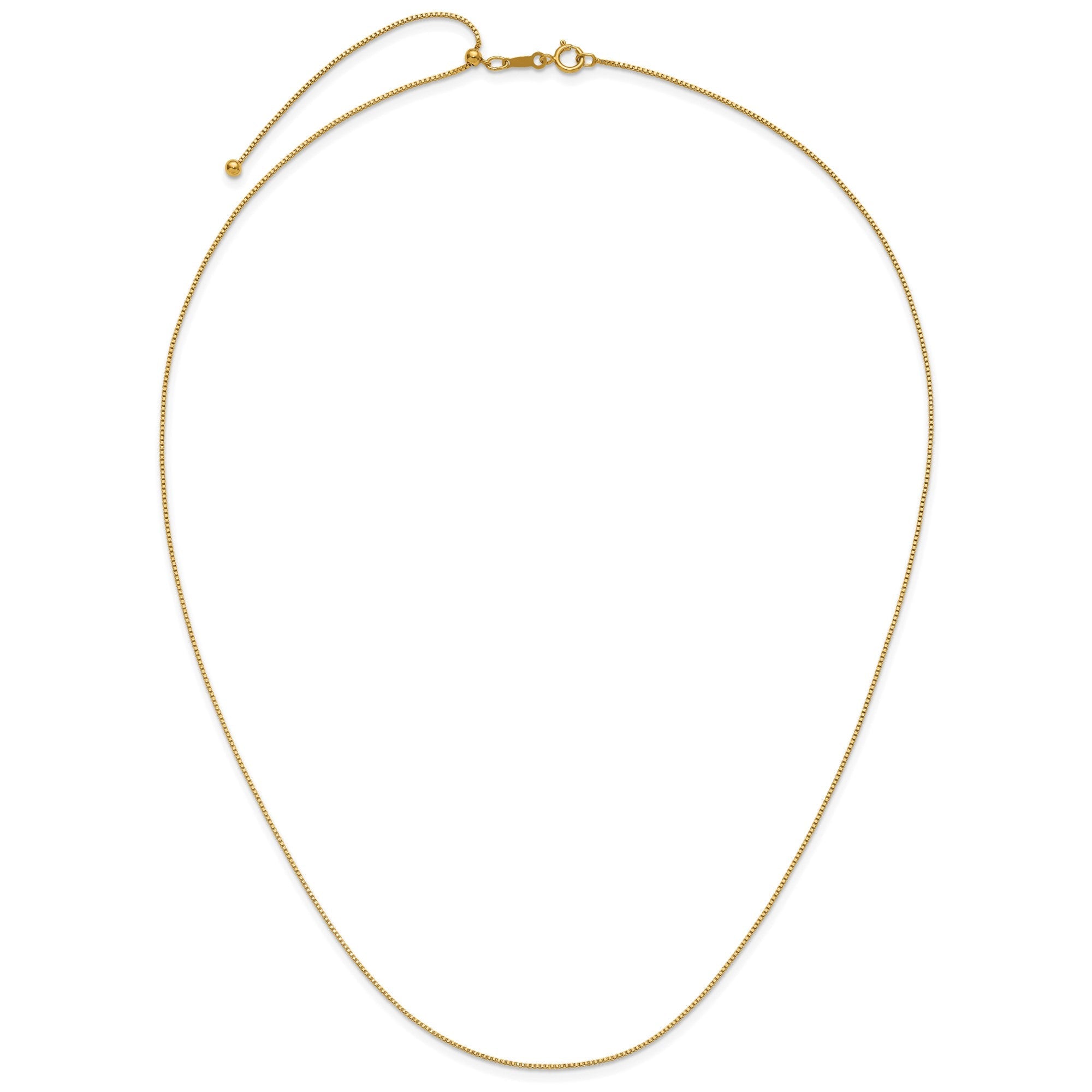 14K Yellow Gold Filled .80mm Adjustable Box 22" Chain Necklace - JewelryAffairs