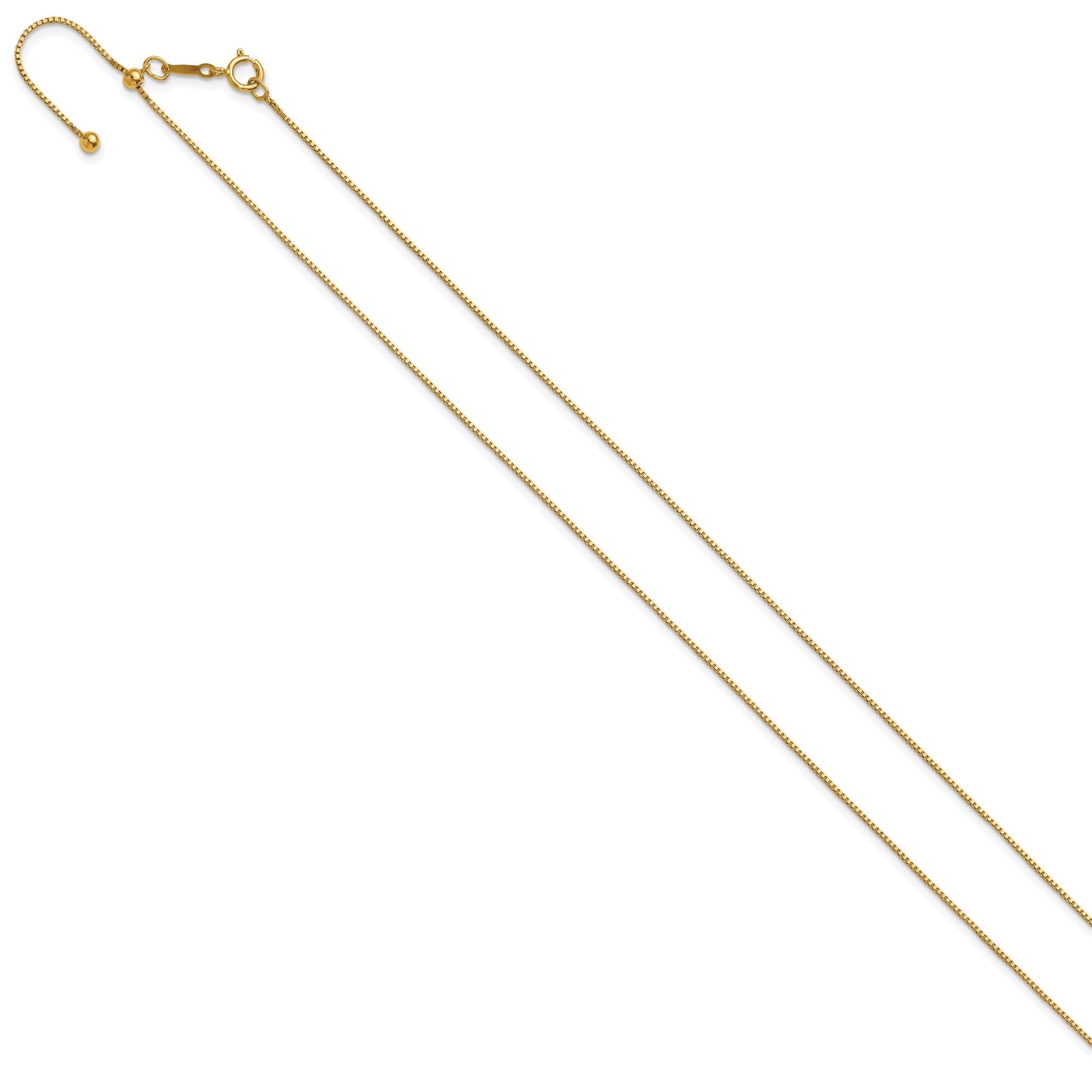 14K Yellow Gold Filled .80mm Adjustable Box 22" Chain Necklace - JewelryAffairs