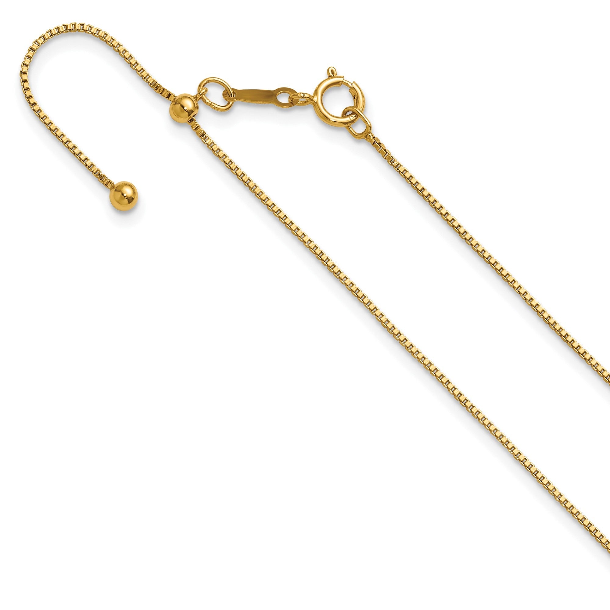 14K Yellow Gold Filled .80mm Adjustable Box 22" Chain Necklace - JewelryAffairs