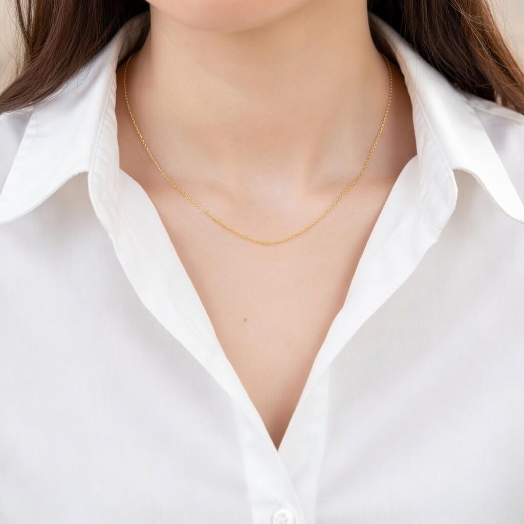 14k Yellow Gold Filled Cable Link Chain Necklace, 1.15mm - JewelryAffairs