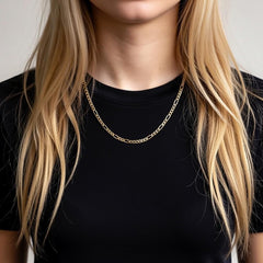 14K Yellow Gold Filled Figaro Chain Necklace, 3.2 mm Wide