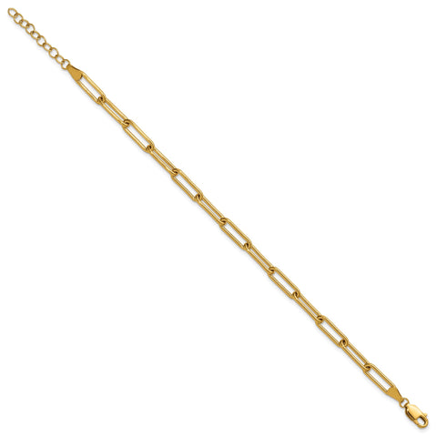 14K Yellow Gold Filled Paperclip Link Bracelet, 4mm Width, 6.5 Inch Length with 1 Inch Extension Chain