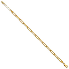 14K Yellow Gold Filled Paperclip Link Bracelet, 4mm Width, 6.5 Inch Length with 1 Inch Extension Chain