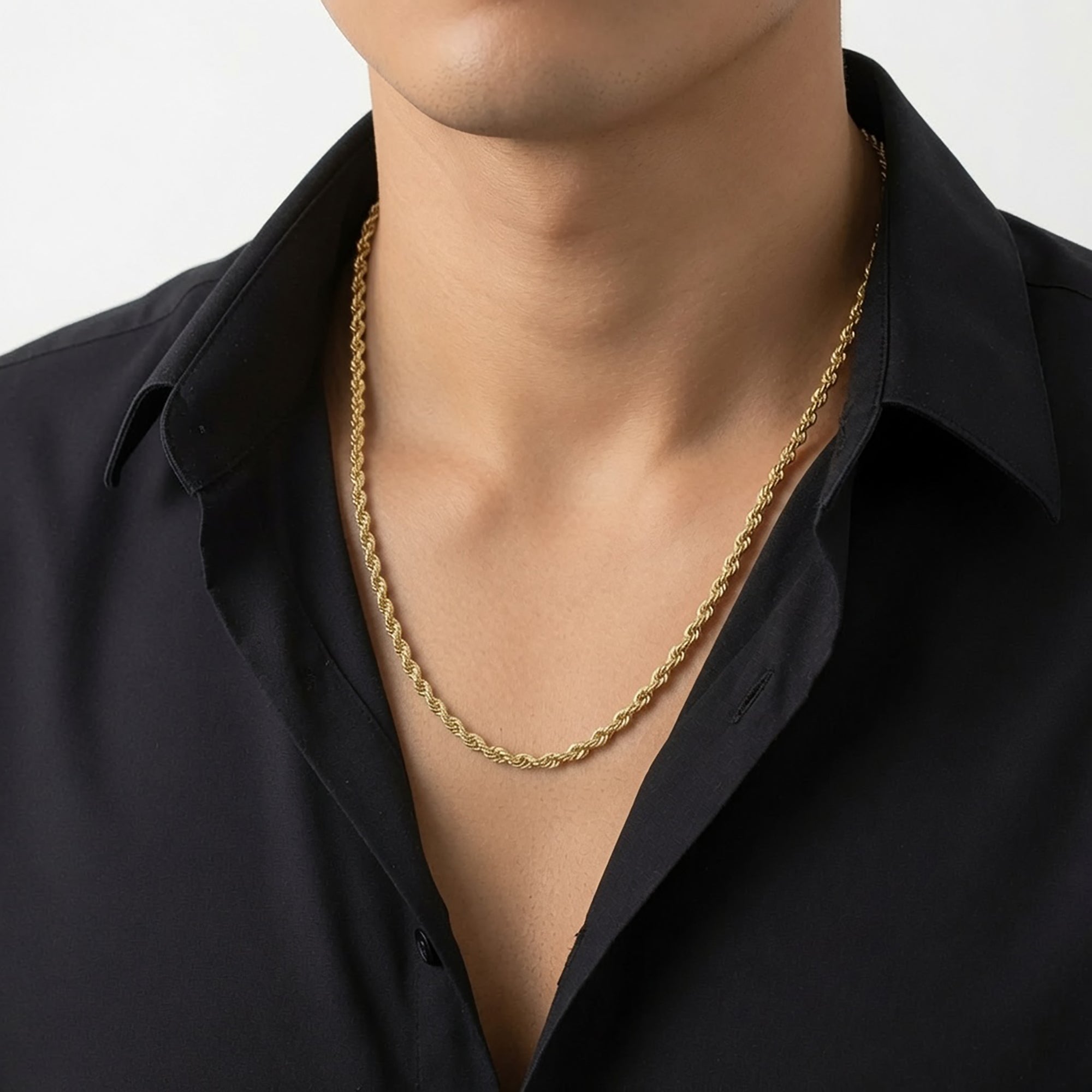 14K Yellow Gold Filled Solid Rope Chain Necklace, 4.5mm Wide