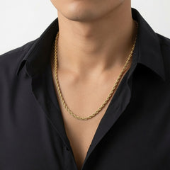 14K Yellow Gold Filled Solid Rope Chain Necklace, 4.5mm Wide