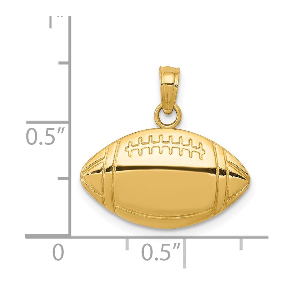14k Yellow Gold Football Pendant, 13x18mm - JewelryAffairs