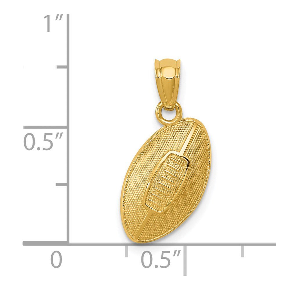 14k Yellow Gold Football Pendant, 19x12mm - JewelryAffairs