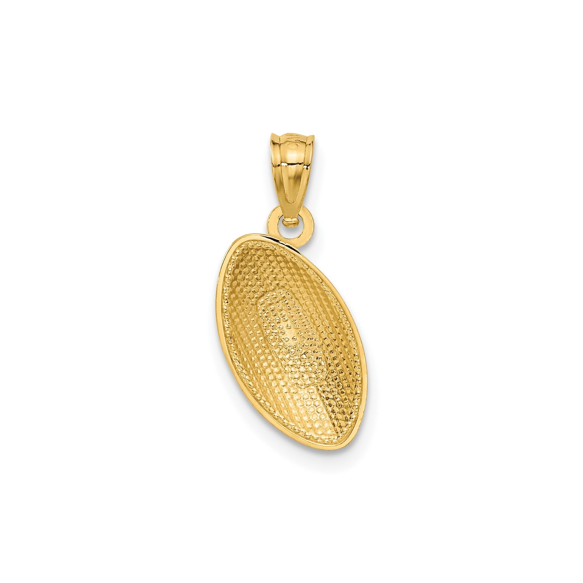 14k Yellow Gold Football Pendant, 19x12mm - JewelryAffairs