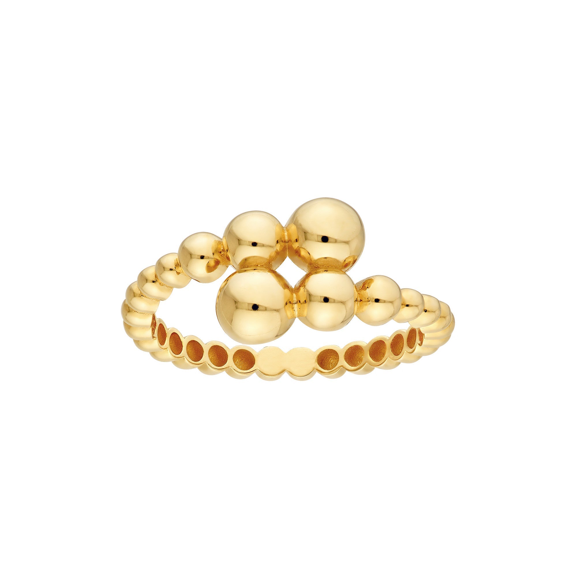 14k Yellow Gold Graduated Bead Bypass Ring - JewelryAffairs
