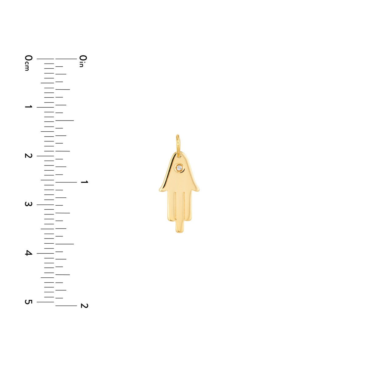 14K Yellow Gold Hamsa Diamond Pendant, 18mm - JewelryAffairs
