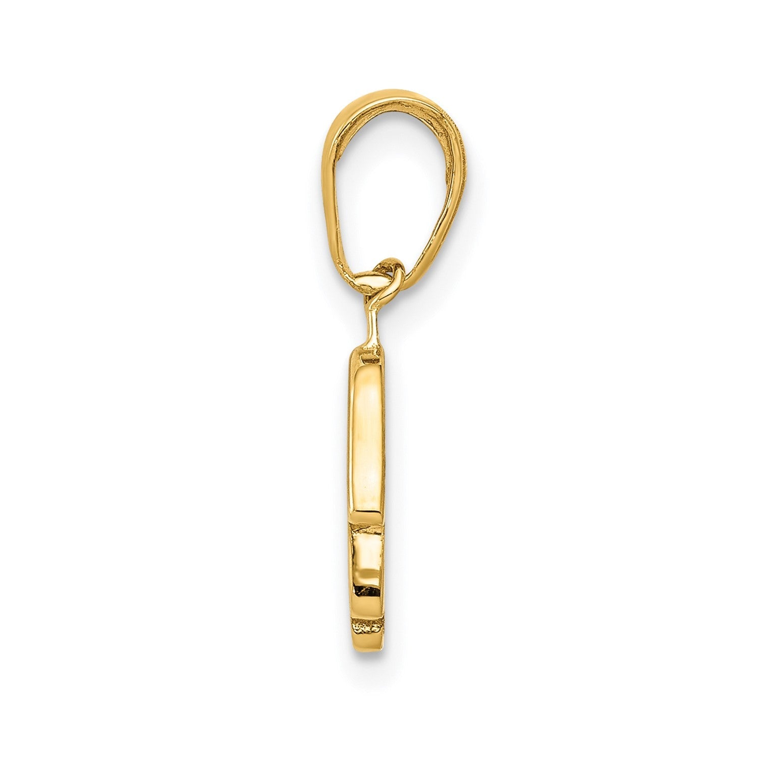 14K Yellow Gold Hamsa Hand Charm Pendant, 18mm x 7mm - JewelryAffairs