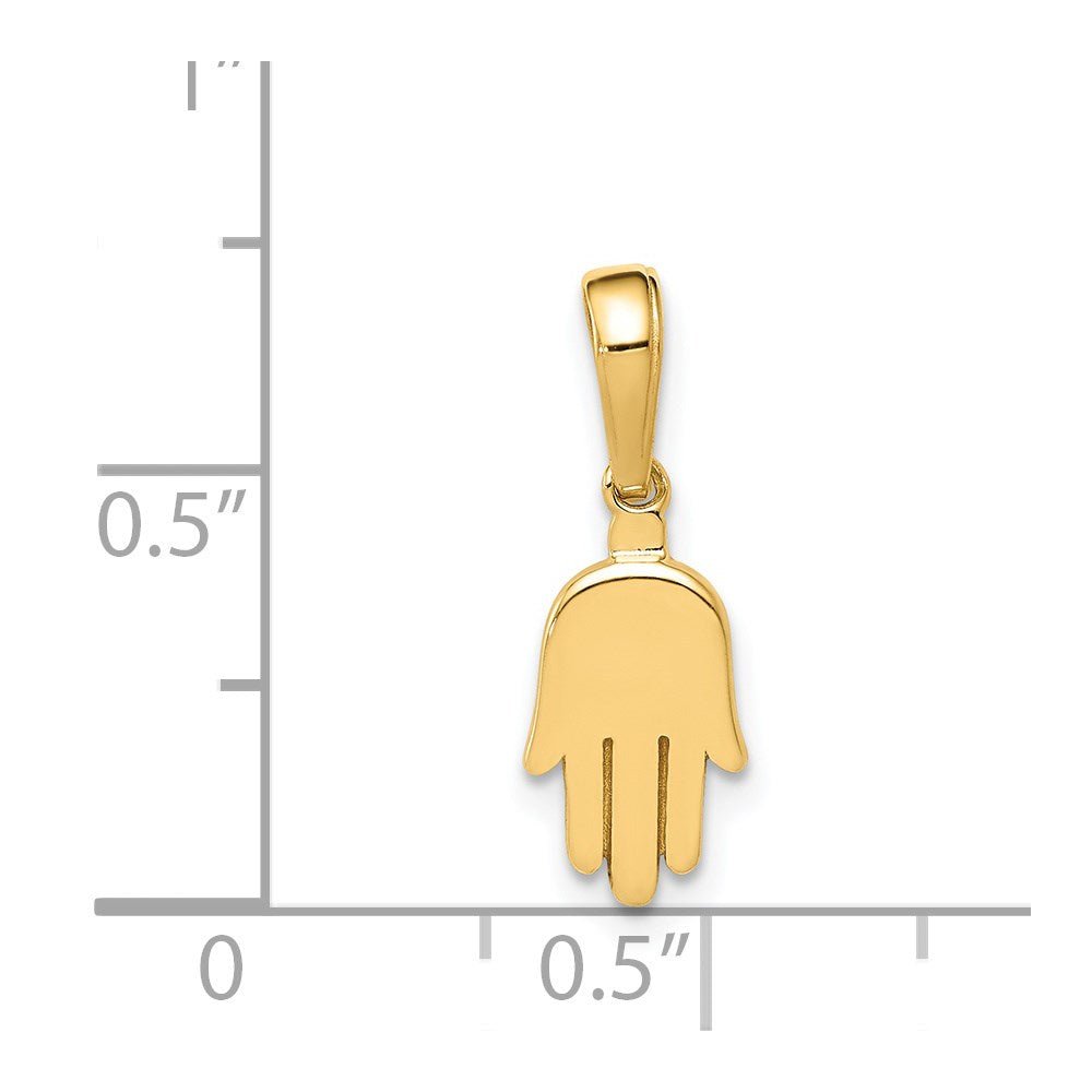14K Yellow Gold Hamsa Hand Charm Pendant, 18mm x 7mm - JewelryAffairs