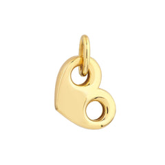 14K Yellow Gold Heart Charm Pendant, Puff Mariner Style, 18mm - JewelryAffairs
